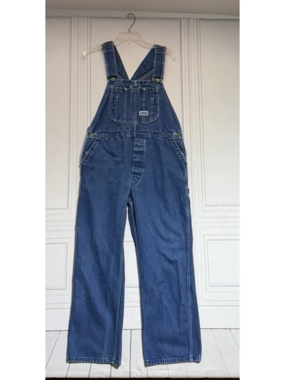 Vtg Big Smith Carpenter Overalls Blue Denim Work Bibs Men 36x30 Large Farm